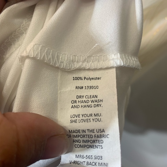 SHOW ME YOUR MUMU Deep V-Right Back White Gold Stripe Mini Dress Size S - Picture 6 of 11